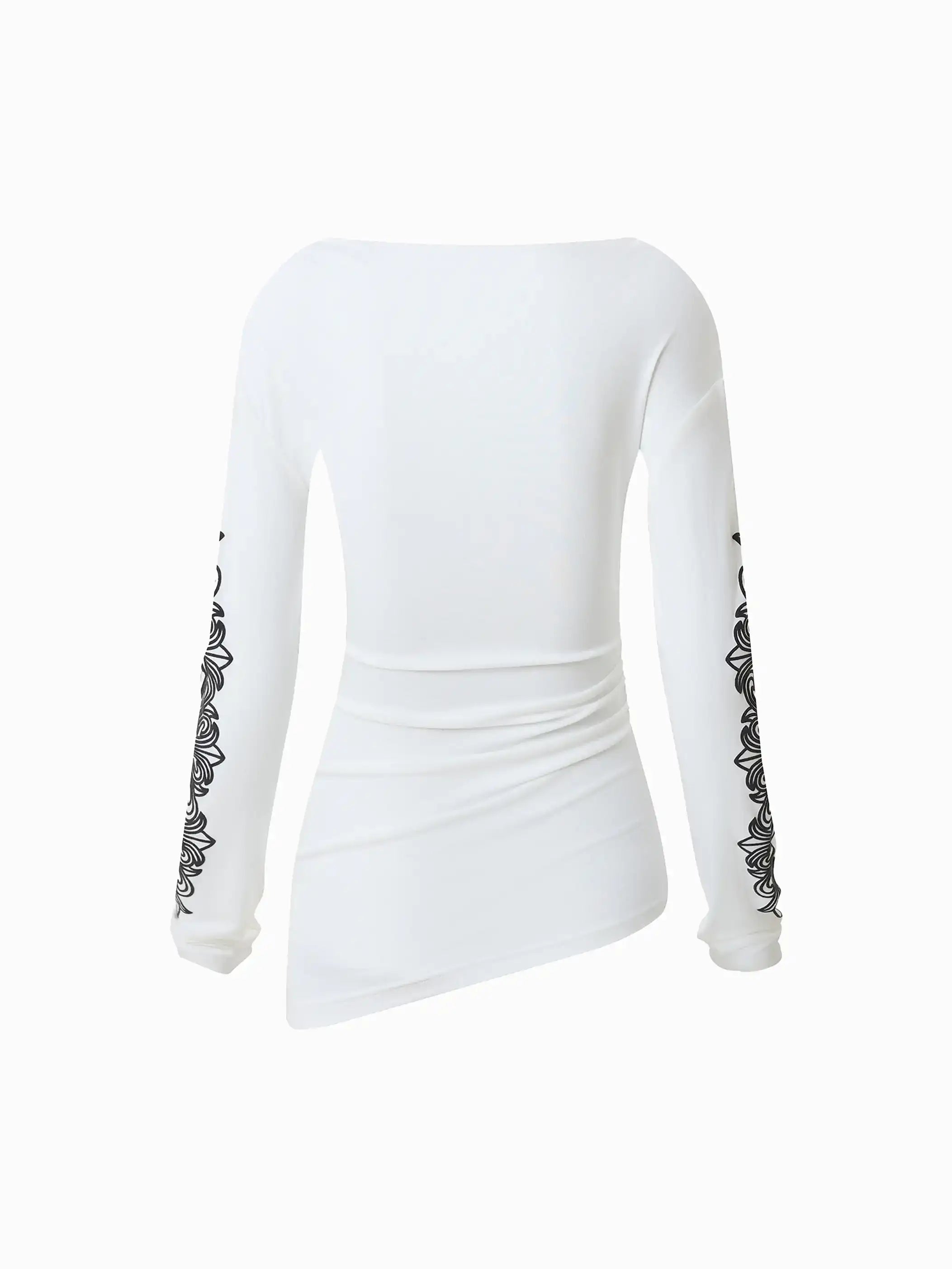 Sexy Waist Crossheart Print Shirt-S1112