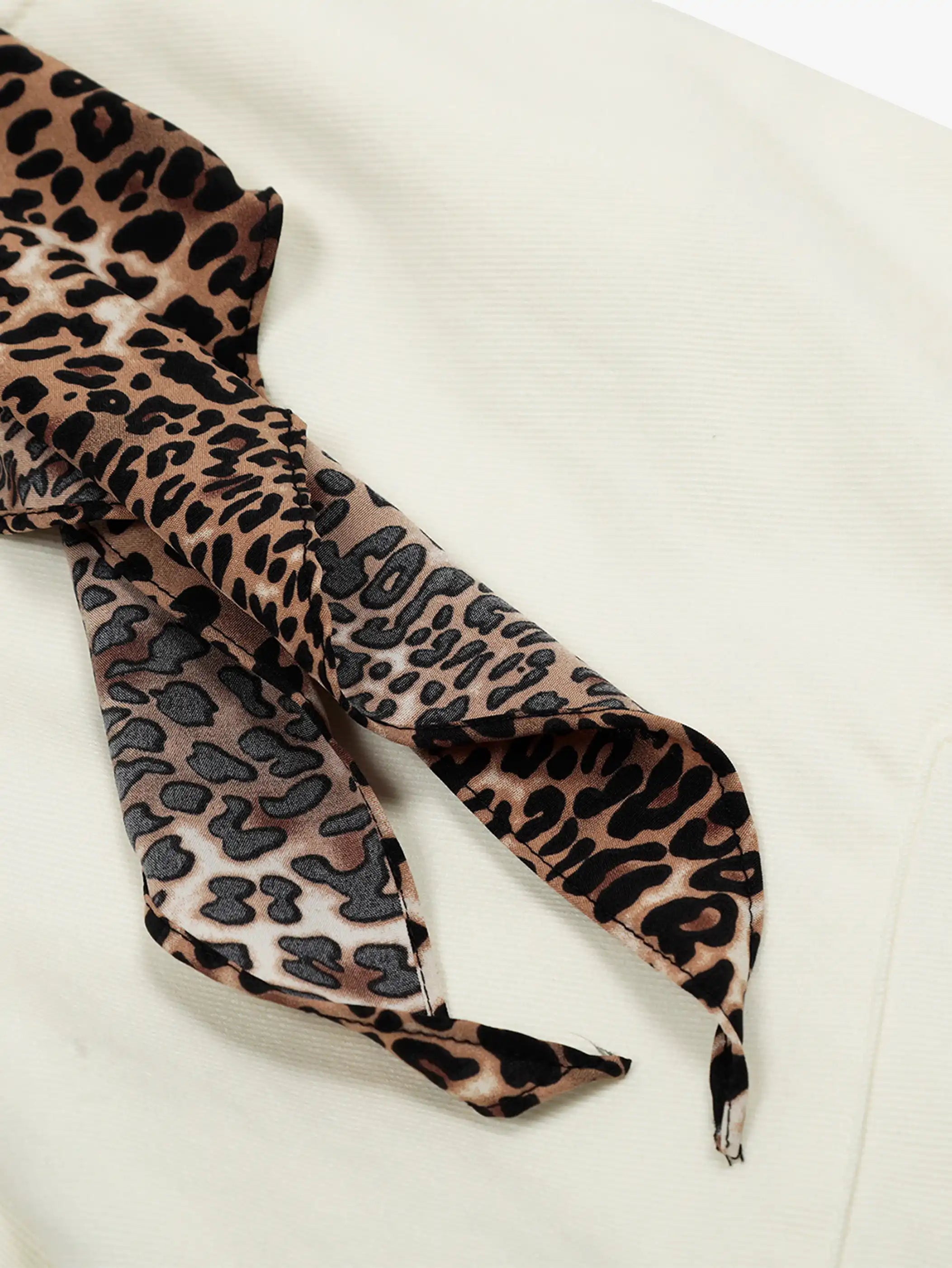 Leopard Scarf Detail Wide Leg Pants-S1007