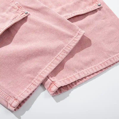 Vaqueros Desgastados Rosa con Doble Rodilla-S1219