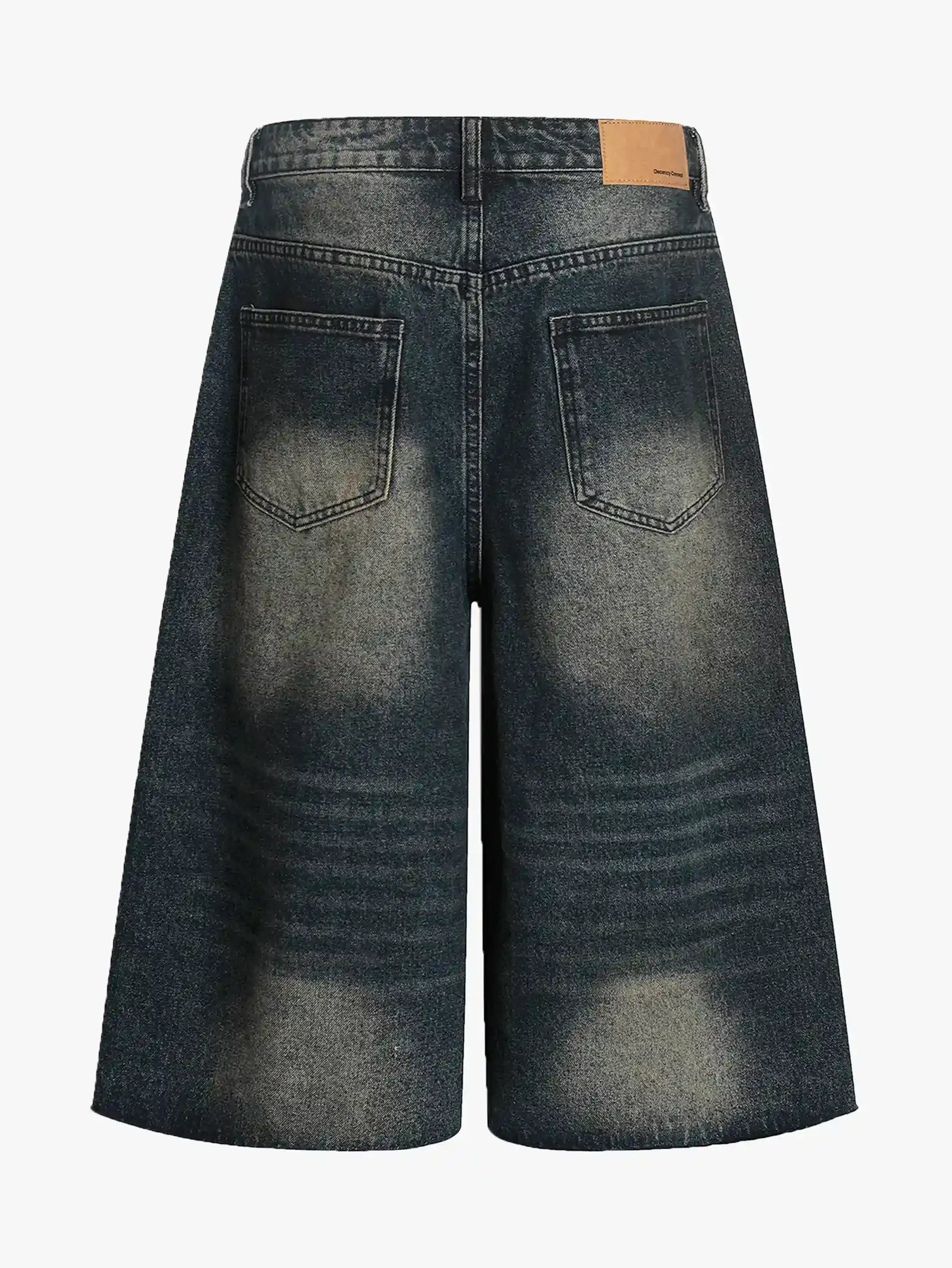 Wide Leg Vintage Washed Denim Shorts-S1031