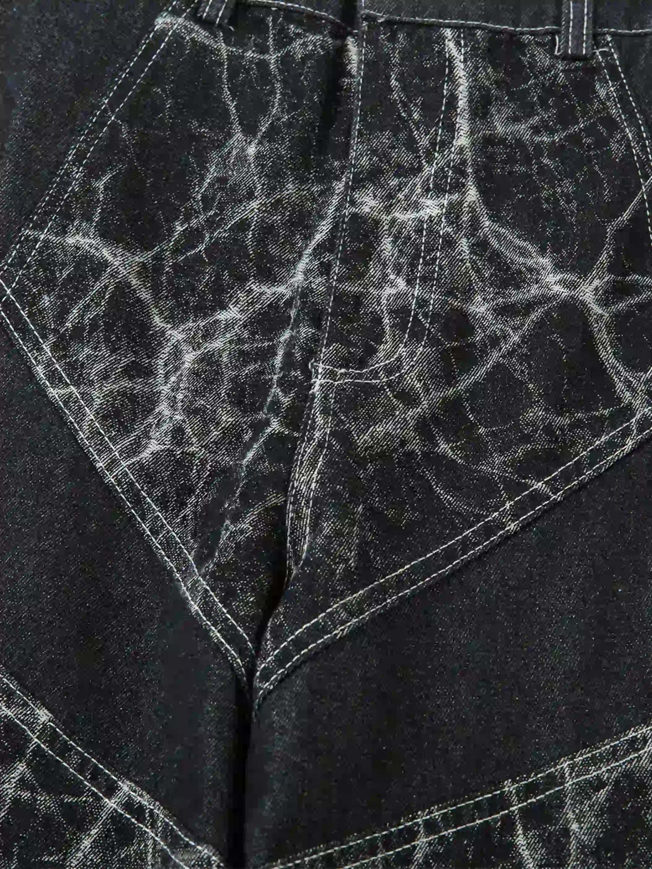 Cracked Dye Denim Pants-S1064