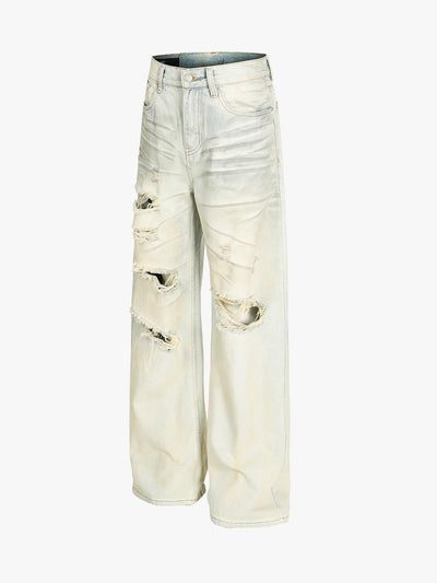 Vintage Street Distressed Wide Leg Jeans-S1052