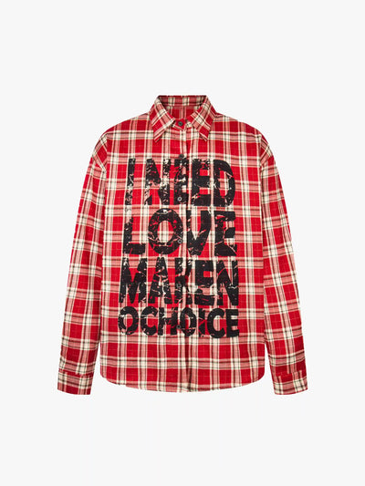 Camisa unisex de manga larga a cuadros estilo grunge-S1012