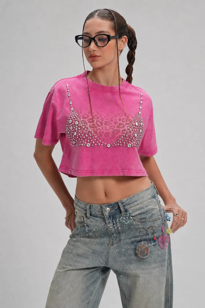 Bling Leopard Bikini Crop Top-661