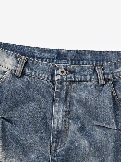 Streetwear Baggy 3D Pleated Denim Pants-S1029
