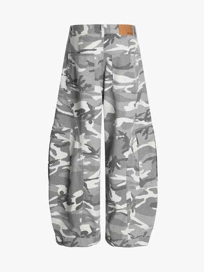 Streetwear Grey Camo Cargo Pants-S1050