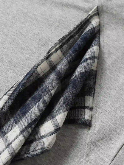 Loose Fit Plaid Patchwork Summer T-shirt-S1000