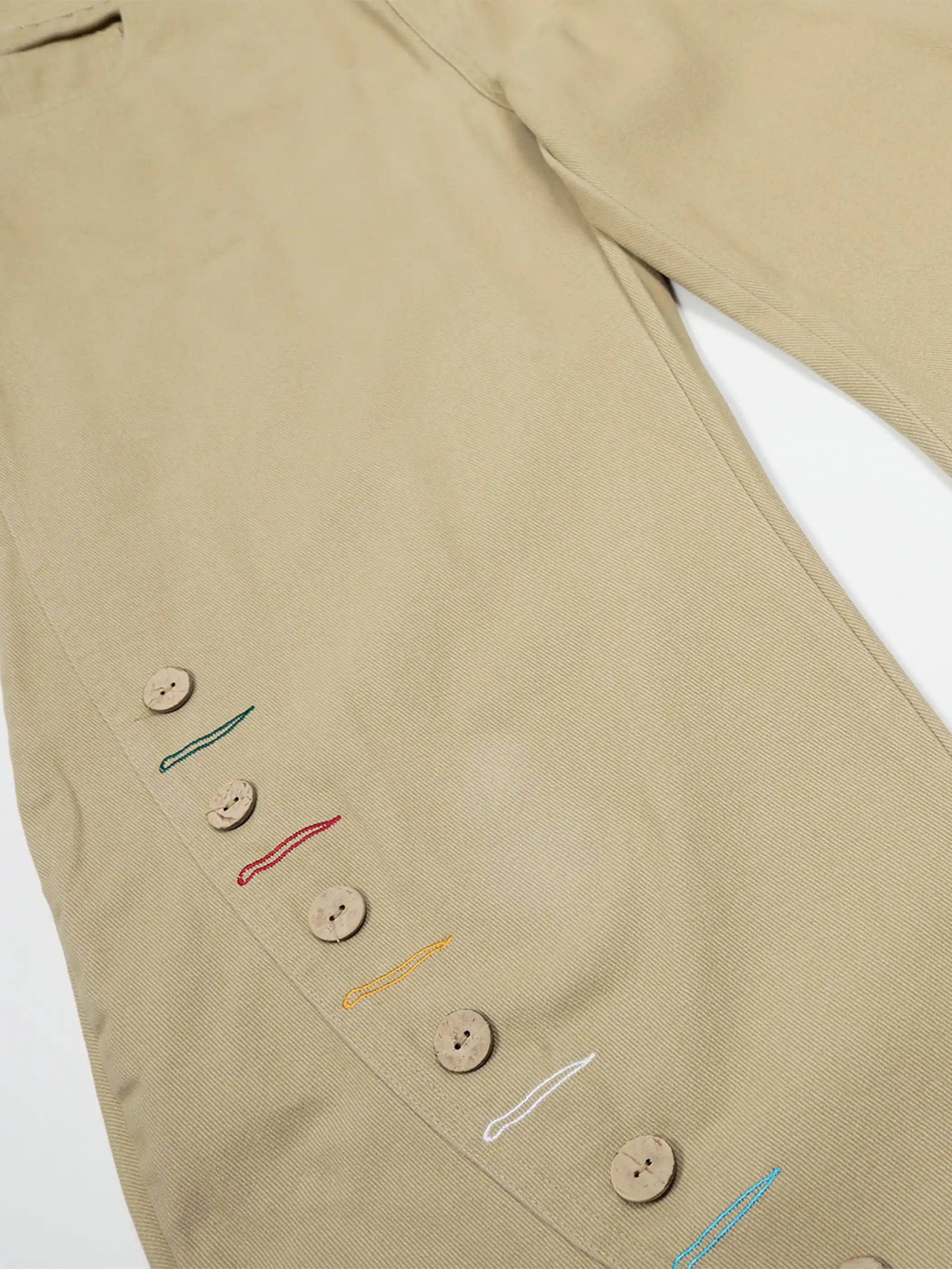 Casual High Waist Button Detail Street Pants-S1006