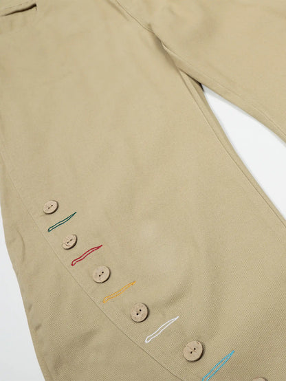 Casual High Waist Button Detail Street Pants-S1006