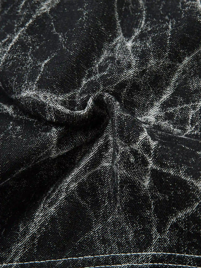 Cracked Dye Denim Pants-S1064