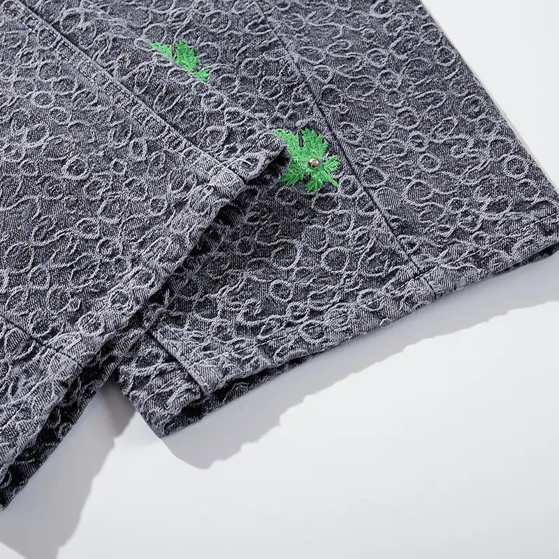 Green Leaf Washed Baggy Jeans-S1235