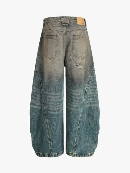 Vintage Distressed Washed Denim Pants-S1073