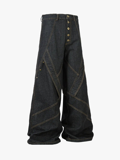 Pantalones vaqueros con botones metálicos y efecto lavado-S1066