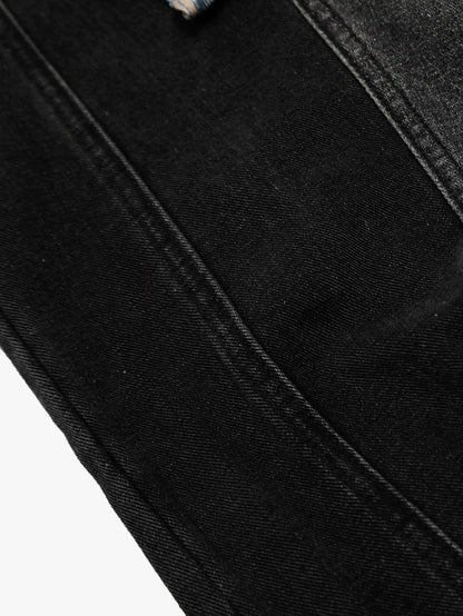 Plaid Shirt Layered Skirt Style Denim Pants-S1021