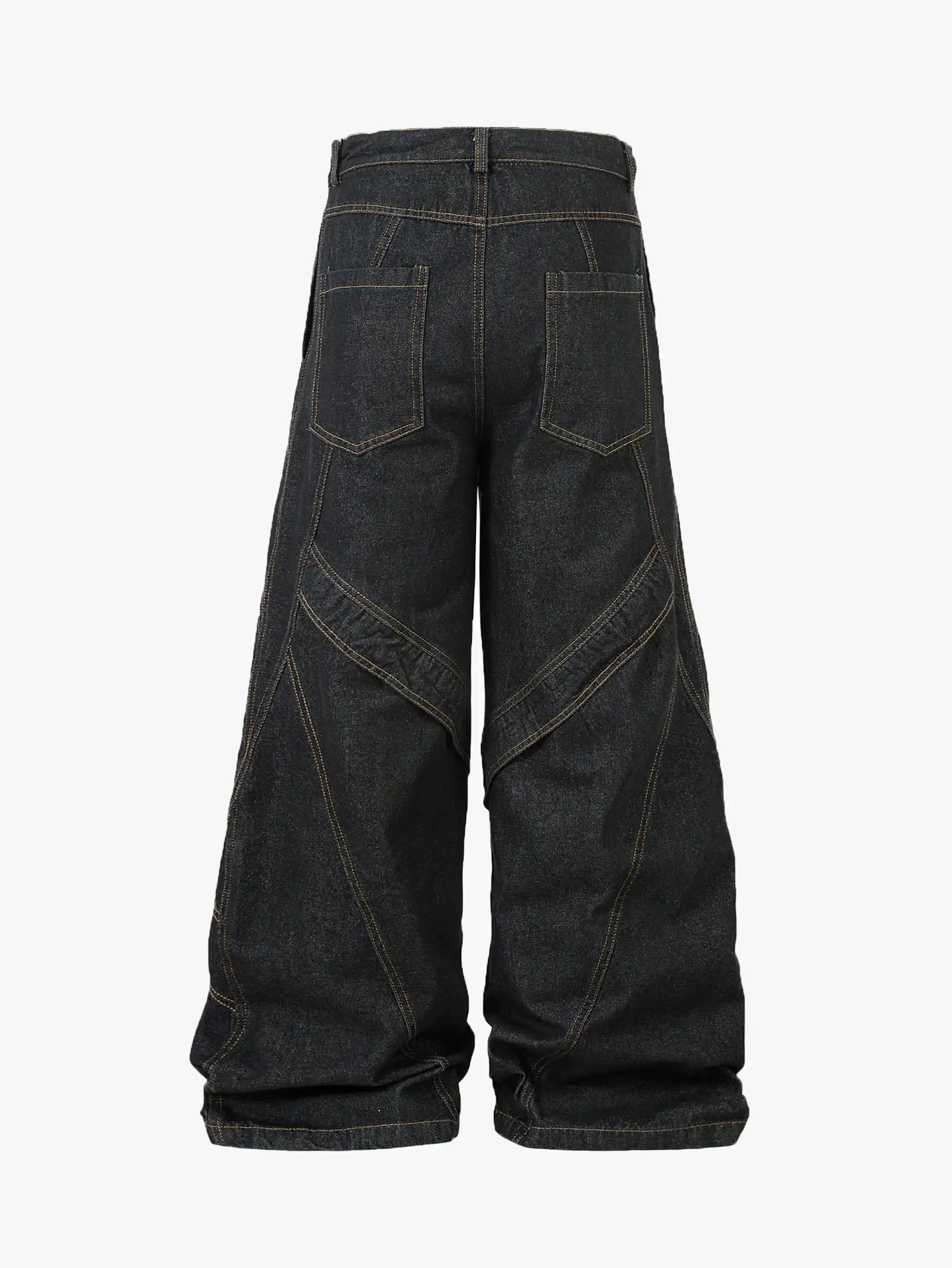 Metal Button Washed Denim Pants-S1066