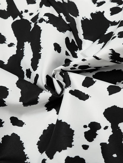 Cow Print Wide-Legged Pants-S1057