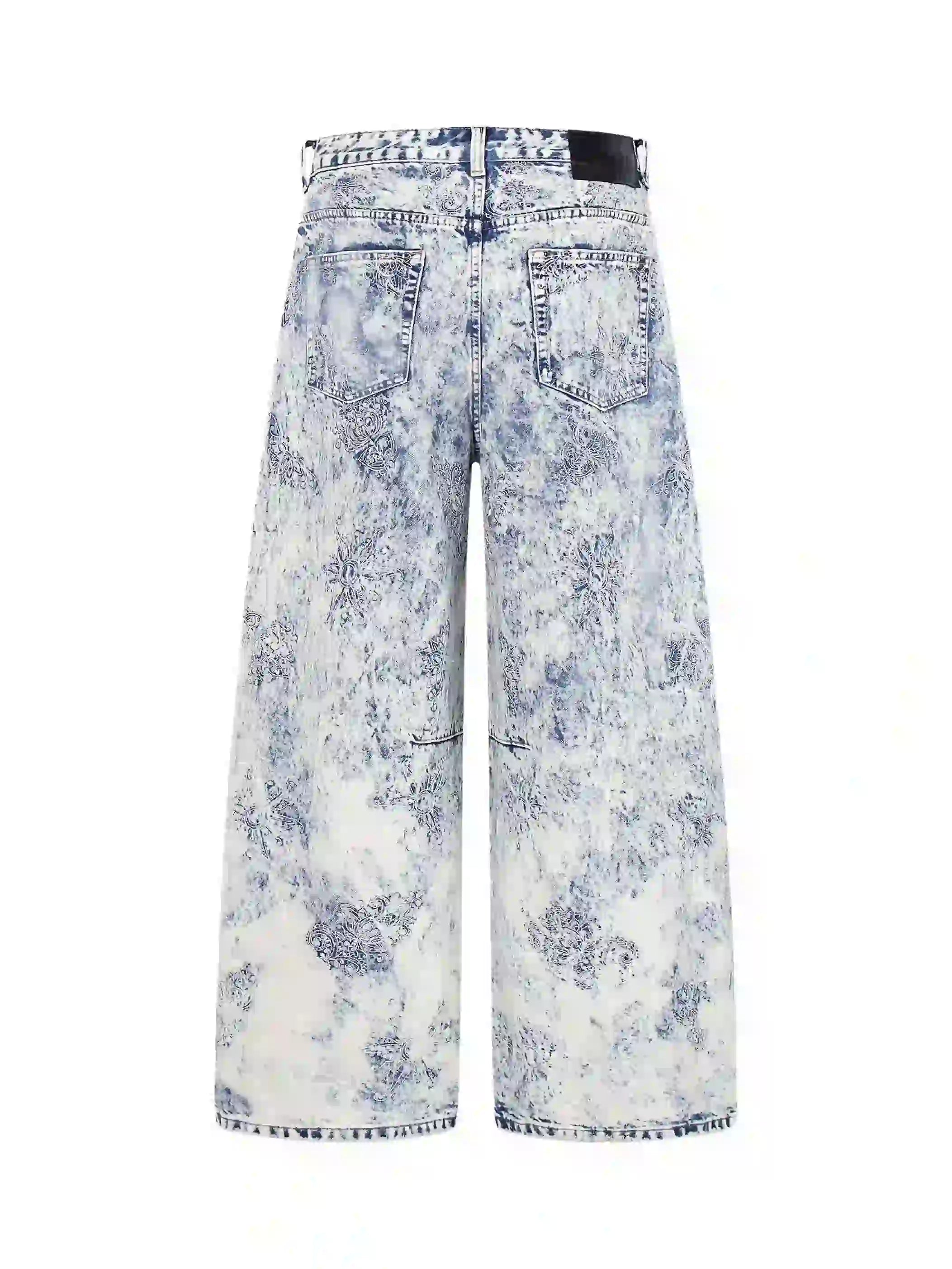 Pantalón de algodón de pernera ancha bordado-S1205