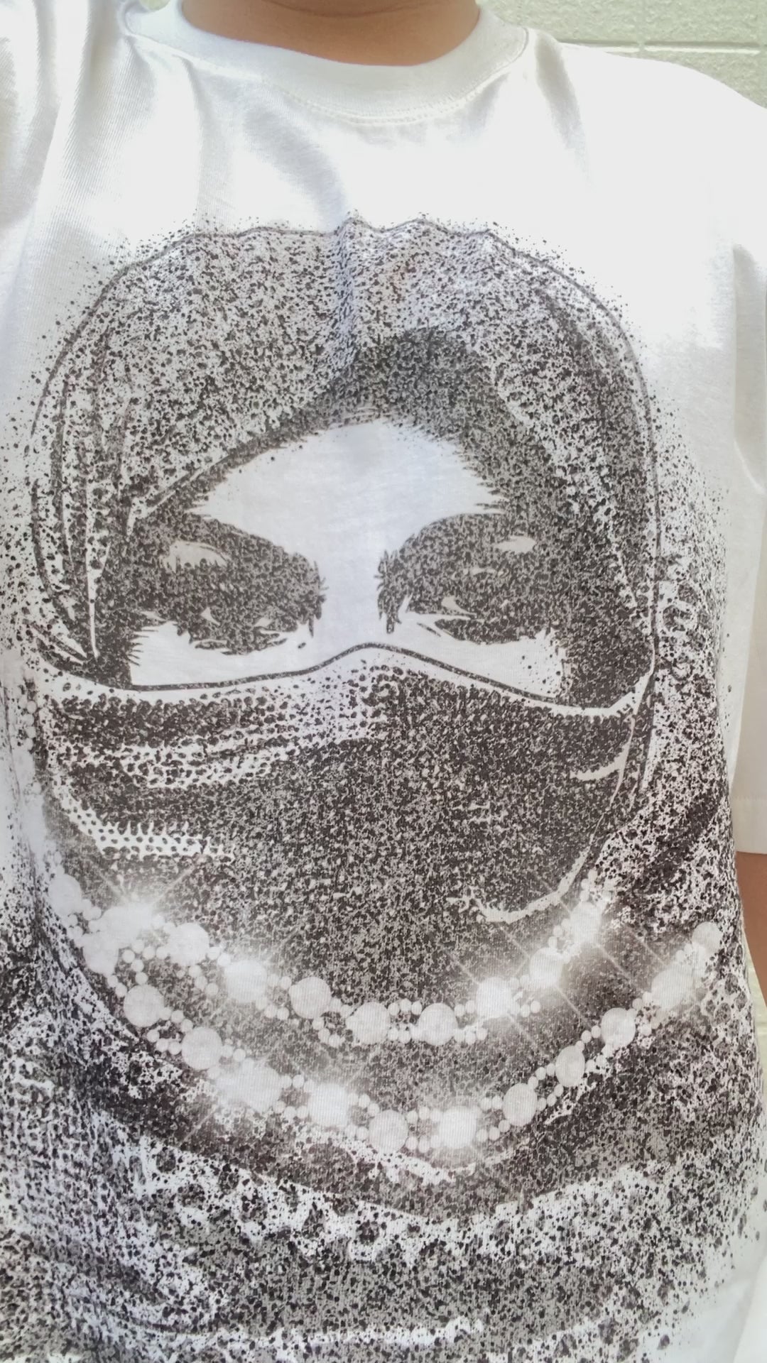 Load video: Trendy Hijab Print Oversized White T-shirt - 155