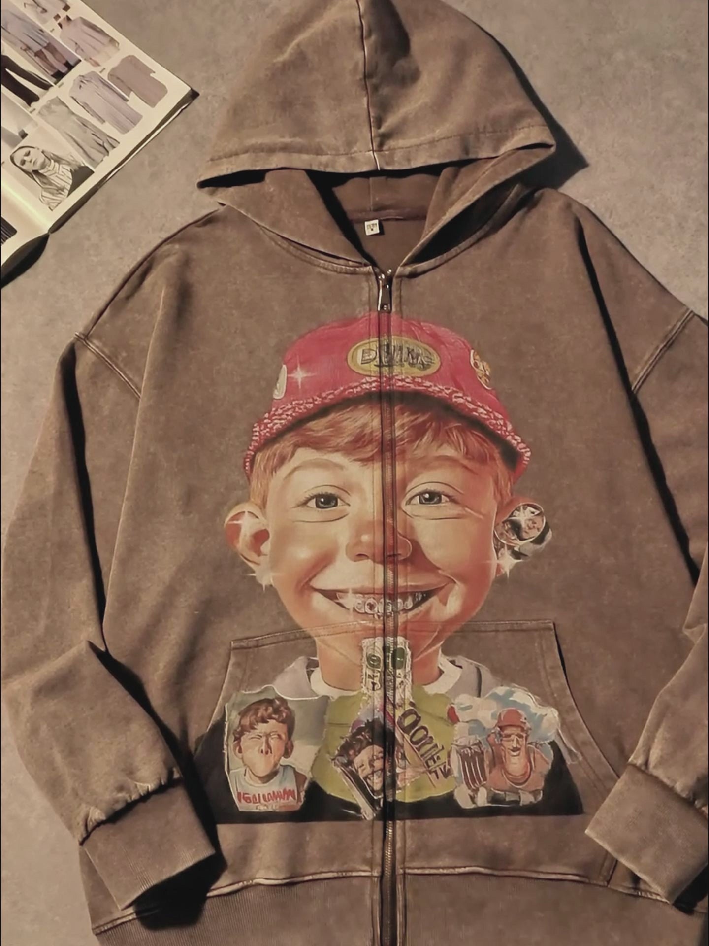 Retro Cartoon Boy Hoodie - 066