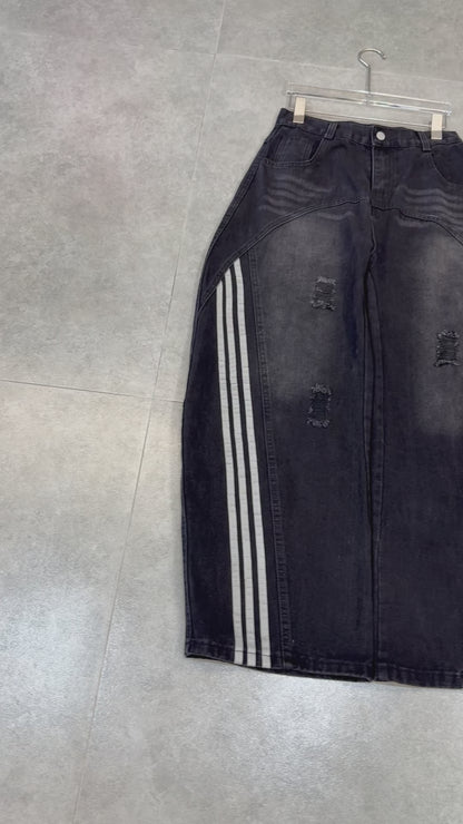 Street Sport Stripes Denim Pants-S1005