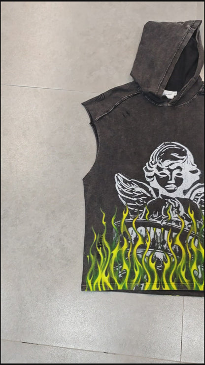 Angel Flame Graphic Hooded Vest-220