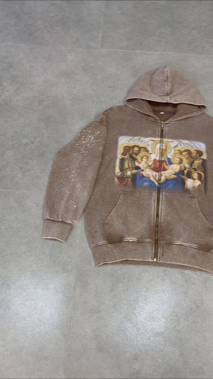 Religious Icon Vintage Zip Hoodie - 104