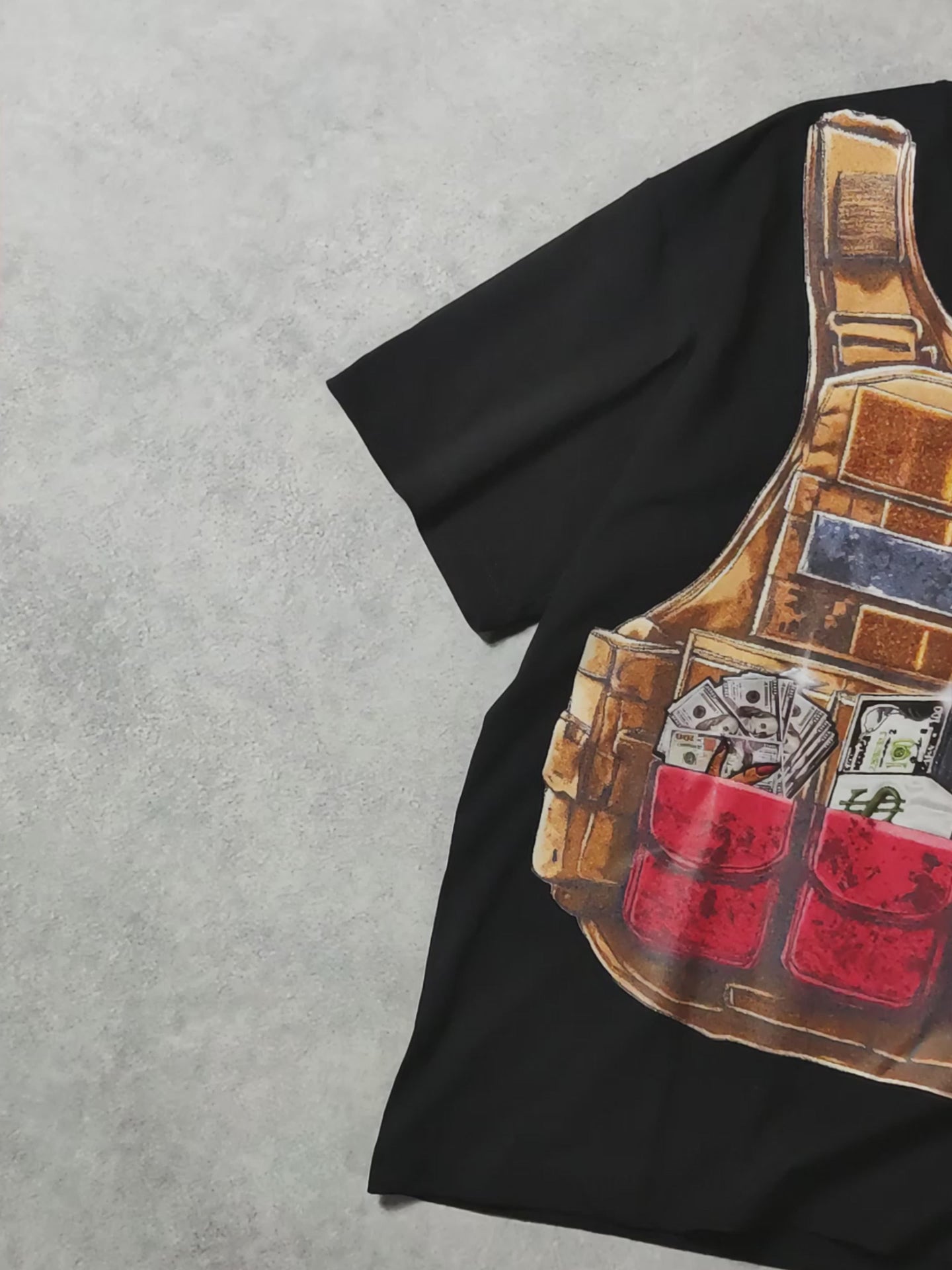 Load video: Tactical Vest Graphic Street T-shirt -082