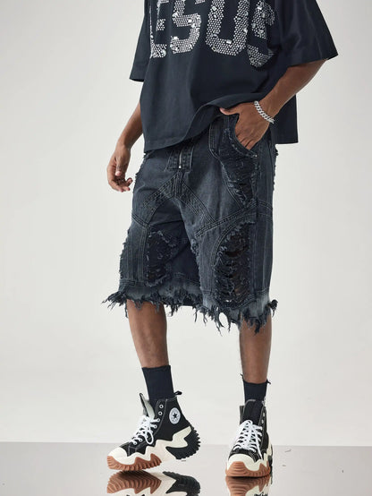 Ripped Street Denim Shorts-S1032