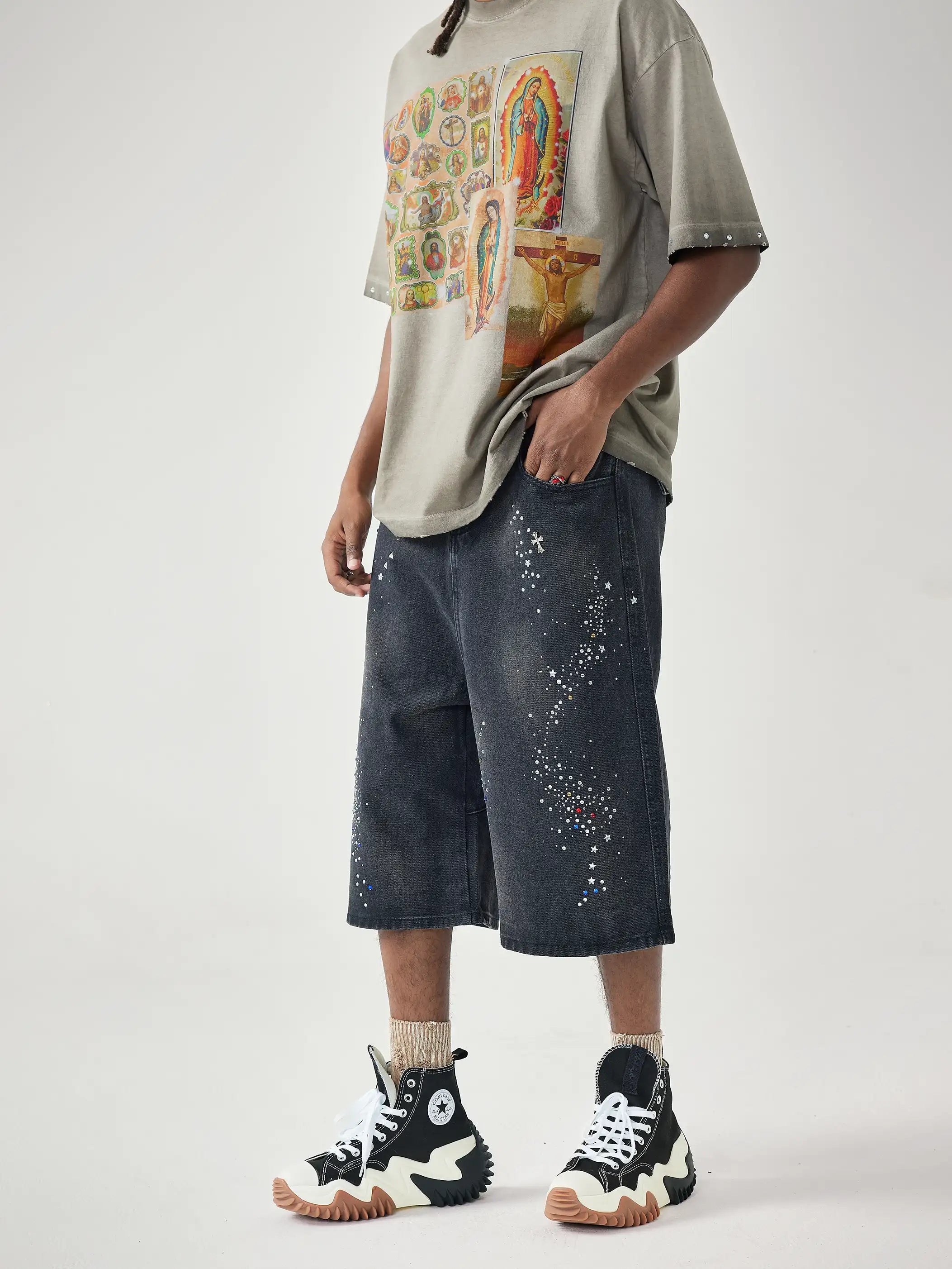 Glittering Stars Denim Shorts-S1033