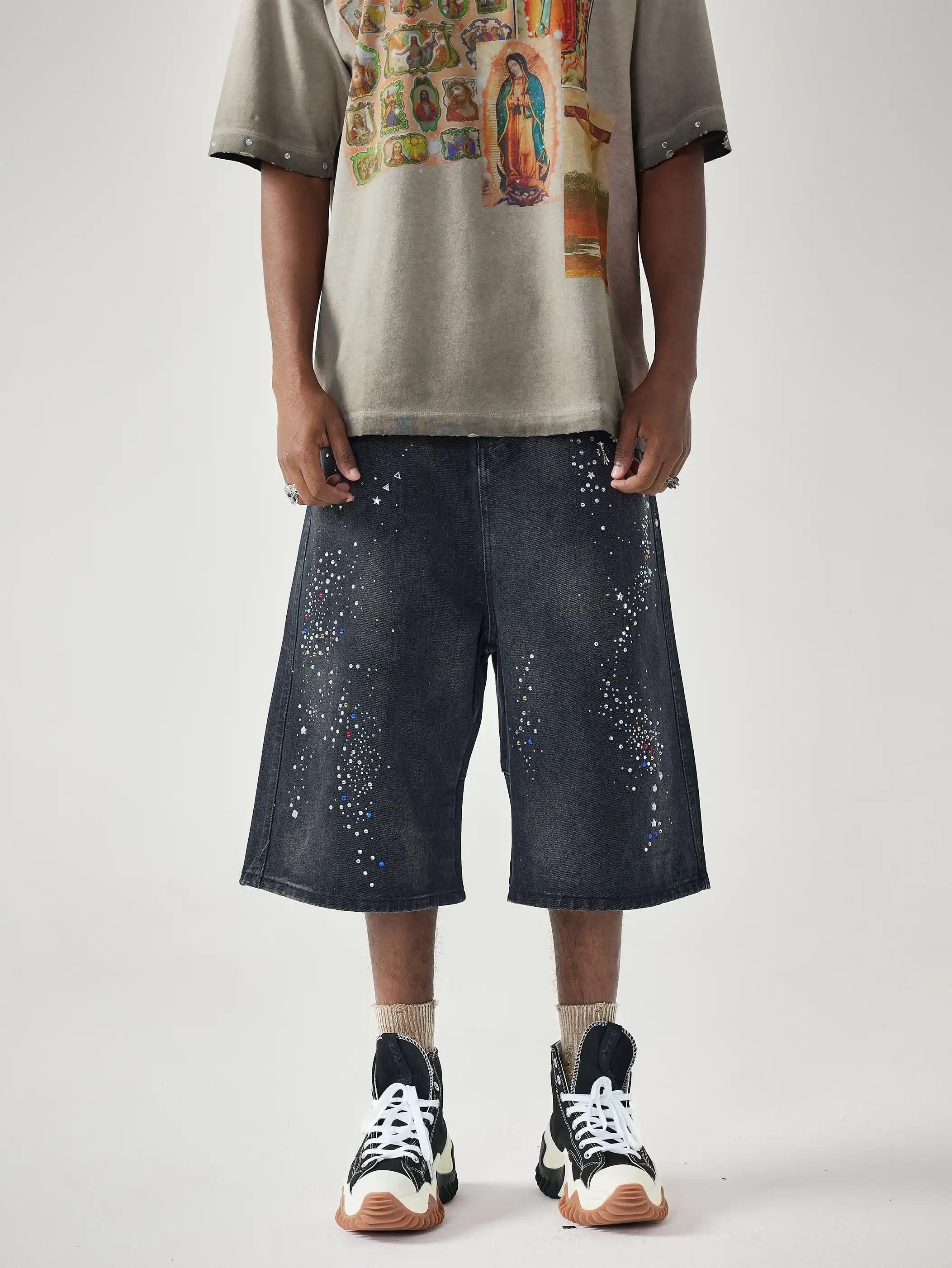 Glittering Stars Denim Shorts-S1033