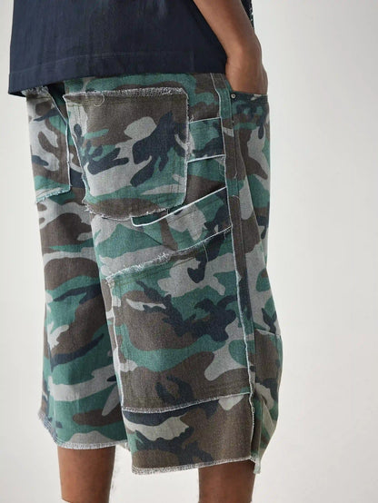 Camouflage Street Denim Shorts-S1040